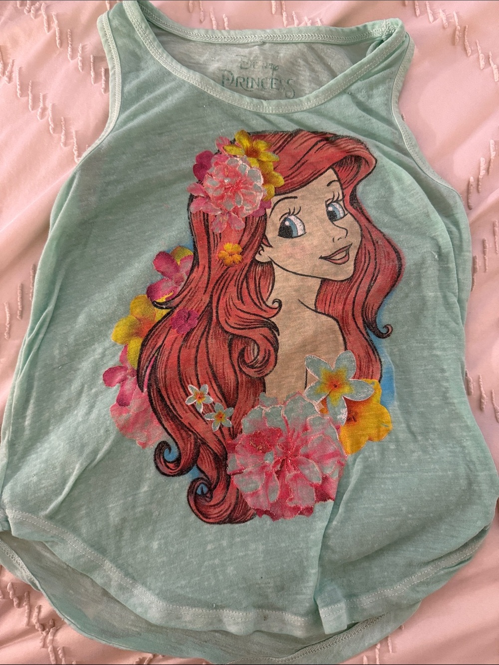 Disney Girls Mint Green Ariel Graphic Tank Top